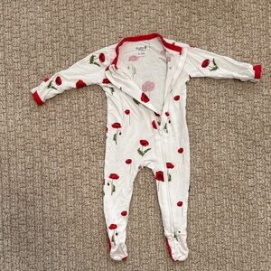 Kyte BABY White One-Piece with Red Poppy Print